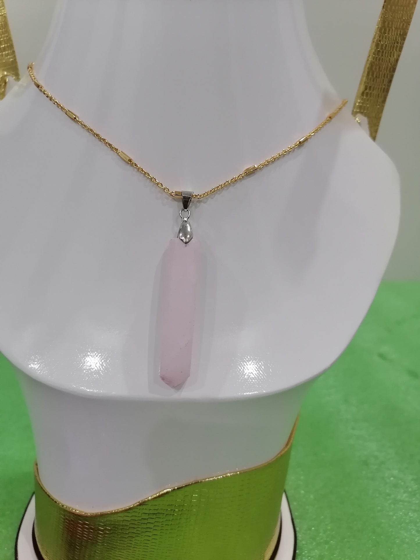 Pink Calcite Point Pendant - Sterling Silver-SKCP010