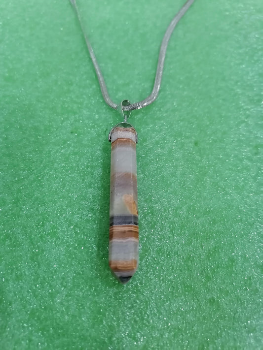 Chocolate Calcite Point Pendant - Sterling Silver-SKCP007