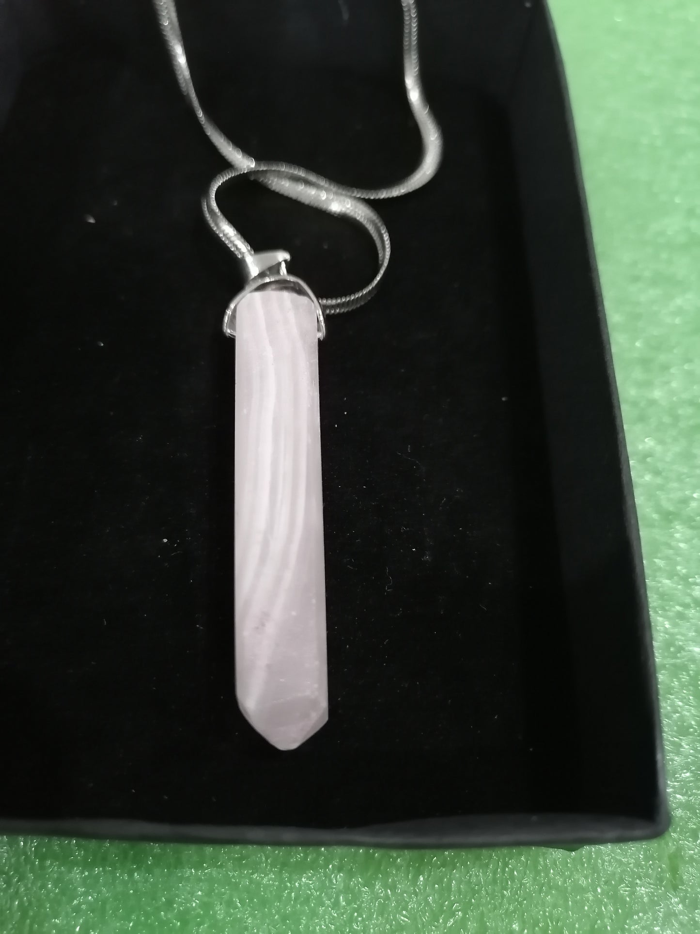 Pink Calcite Point Pendant - Sterling Silver-SKCP011