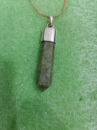 Nephrite Point Pendant - Sterling Silver-SKNP001